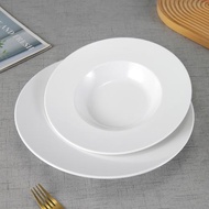 密胺盤子餐廳白色菜盤草帽盤深盤西餐飛碟餐盤湯盤意面沙拉盤商用