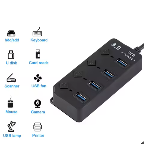 USB 3.0 Hub USB Hub 3.0 Multi USB Splitter 3 Hab Use Power Adapter 4 Port Multiple Expander 3.0 2.0 
