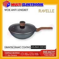 Ravelle Wok 32 Cm Non-Stick - Wok with Lid 32 Cm