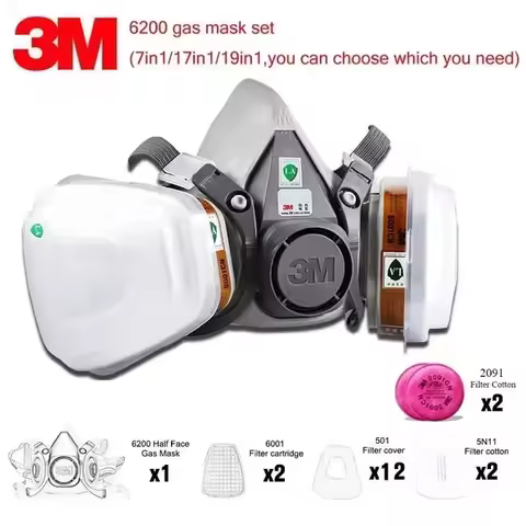 3M 6200 Gas Mask Gas-Proof Half Face Mask Series Combination Matched with 6001/2091/5n11 Filters Che