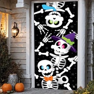 1pc Halloween Cartoon Skeleton Door Banner - 35.4x70.9 Inches Polyester Fiber, Modern Style, No Powe