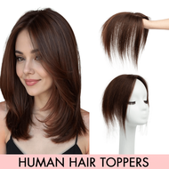 Women's Real Human Hair Topper, No Bangs, 360° 3D Design, Suitable For Thin, White, Thinning Hair, A