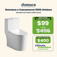 Domaco x Cassanova 1026 rimless double tornado toilet bowl