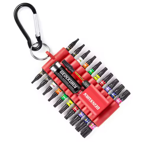 Geinxurn 22PCS 1”/2” Torx Ultra Magnetic S2 Steel Multi Cross Driver Bits Set(T7-T40) with Bit Holde