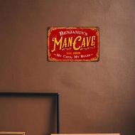 Custom Metal Sign for Man Cave - Personalized 8x12 Inch Aluminum Plaque with Name, Retro Wall Art fo