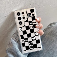 INS White Grid Print Phone Case for SAMSUNG S25 Ultra S25 S23 Ultra A53 5G A12 M12 A04 A04e Hard Cov