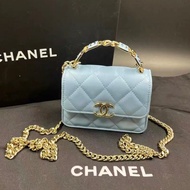 【97新 ✨ 全網最低價！】香奈兒Chanel Kelly mini嬰兒籃色 琺瑯手柄 羊皮（下單前先詢問庫存❗️）