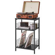 YMYNY Side Table, 3 Tier Standing Shelf, Plate Stand with Classified Storage, Protective Iron Net, f