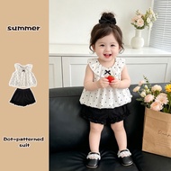 Girls Summer Suit Polka Dot Vest Baby Shirt Shorts Two-Piece Suit Fashionable Fashionable Cute Baby 