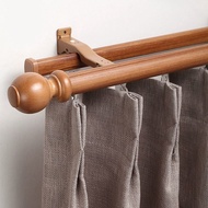 Simple Style Pulley Roman Rod Solid Wood Decorative Head Imitation Wood Grain Silent Curtains Track Single and Double Poles Side Mounted Slide/solid wood curtain rod Roman rod bracket accessories wooden ring