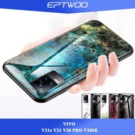 EPTWOO For VIVO V21e V21 5G V20 PRO V20 SE Phone Case Marble Color Tempered Glass Back Cover Soft TPU Bumper Casing Cover JB-02