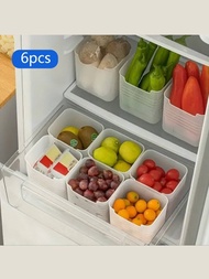 6入組冰箱側門收納盒,餐飲分離收納,內保鮮,側收納門盒,冰箱整理收納
