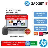 HP 15-FC0380AU LAPTOP (RYZEN 7 7730U,12GB,512GB SSD,15.6" FHD,RADEON GRAPHICS,WIN11) FREE BACKPACK +