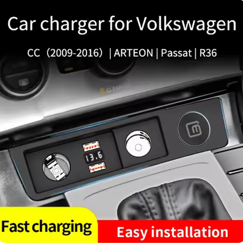 New For VW Passat B6/ B7/ B8/ ARTEON/ CC/ R36 Car Charger Quick Charge Cigarette Lighter Splitter On