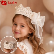 LUOLRV Kids Crown Headpiece, Hollow Lace Mesh Bow Baby Crown Headband,  Crown Shape Girls Crown Hair