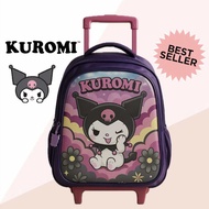 Tas Troli Anak Motif Kuromi Import Untuk TK SD Kualitas Terbaik Tas Koper Dorong Karakter Sanrio