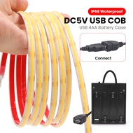 4AA Battery Powered DC 5V COB Strip IP68 Waterproof 3000K 4000K 6000K Cabinet Lamp Home Decor Flexib