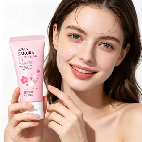 LAIKOU Japan Sakura Gel Cream, Hyaluronic Acid Niacinamide CICA B5 Facial Moisturizer Hydrating Soot