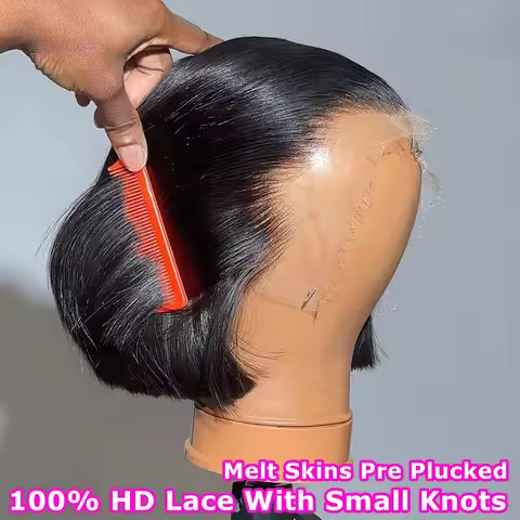 Bob Wig Human Hair 9x6 Invisible HD Lace Frontal Short Melt SkinsPre Plucked Straight Lace Front Bob