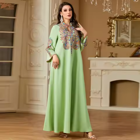 Uni New Luxury Woman Evening Dress Abaya Morocco Embroidery Woman Abaya Dubai Elegant Sequins Kaftan