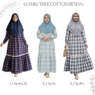 Ruffle Dress with Tree Check Pattern.C0tt0n