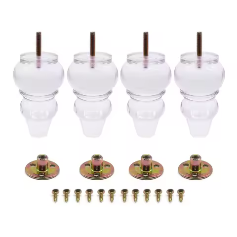 4Pcs Acrylic Furniture Legs 4.7'' Clear Gourd Shape Sofa Cupboard Feet With M8 Bolt Furniture Feet F