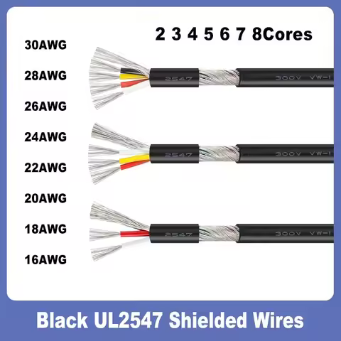 1~10M UL2547 Shielded Wire 2 3 4 5 6 7 8 Cores Channel Audio Headphone Control Signal Copper Cable 3
