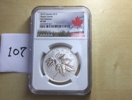 SPECIMEN  COIN 小有加拿大發行樣幣錢幣 2019年，10元樣幣，.9999楓葉樣銀幣，NGC 評級SP69 SPECIMEN   ，107