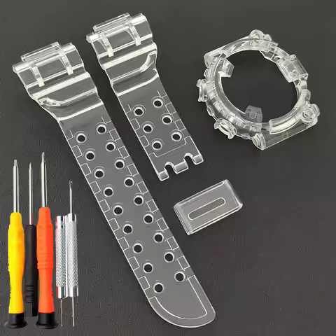 GF8252 DW8200 Mod Parts Customized Red Green Bezel Ice Transparent Watchband Strap Watch Cover Brace