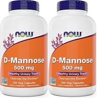 Now D-Mannose 500mg, 300 Capsules (Pack of 2) - Vegan, Non-GMO