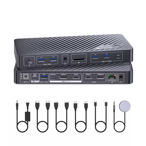 USB-C KVM Switch Docking Station for 1Laptop&1Desktop,8K@60Hz Dual Monitors,100W Charging,High-Speed