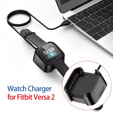 USB Charger for Fitbit Versa 2 Versa Lite Charger Dock Replacement Smartwatch Charging Cable Stand