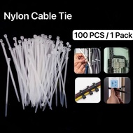 100pcs Nylon Plastic White Color Cable Wire Organiser Zip Tie