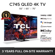 New | TCL C745 QLED 4K Google TV 55 65 75 inch | Dolby Vision IQ | Dolby Atmos | MEMC | 144 Hz VRR | Game Master