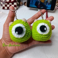 GANTUNGAN Amigurumi Mini Mike Wazowski Keychain | Mini Mike Wazowski Keychain | Knitted hanger | Cro