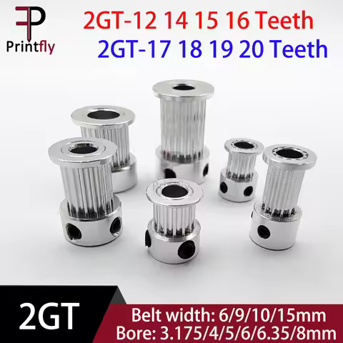 Printfly 2GT 12 14 15 16 17 18 19 20Teeth GT2 Timing Pulley 2M Bore3.175/4/5/6/6.35/8mm Belt Width 6