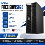 Dell Precision 5820 Workstation Intel Xeon W2123 16GB ECC RAM 512GB SSD AMD FirePro W7100 Desktop PC