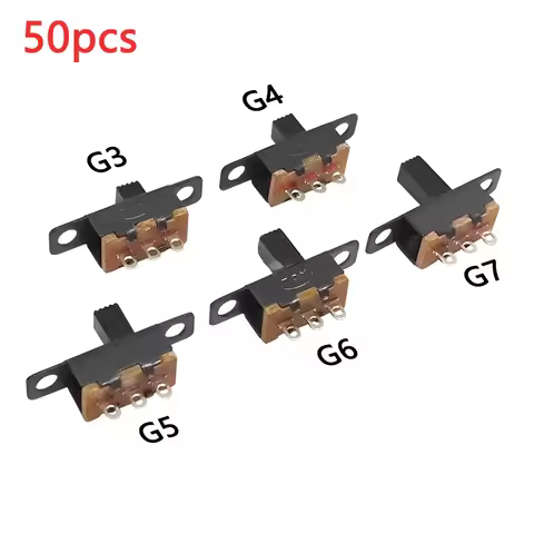50Pcs Slide Switch Ss12F15G3-G7 (1P2T) 2nd Gear 3Pin Vertical Small Mini Toggle Interruptor Black Wi