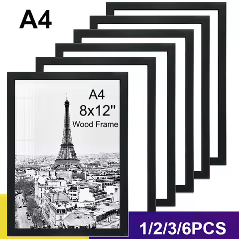 1/2/3/6PCS 8x12inch Wood Photo Frame A4 Black White Brown Certificates Frame family Picture Frame Ho