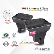 New Style Carbon 7USB Car Armrest Adjustable Cup Holder Arm rest Perodua Axia Myvi Bezza Alza Ativa 