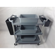 [Ready Stock] 3 Tier Utility Restaurant Trolley - 3 Tier Plastic Collecting Cart - Trolley ONLY
