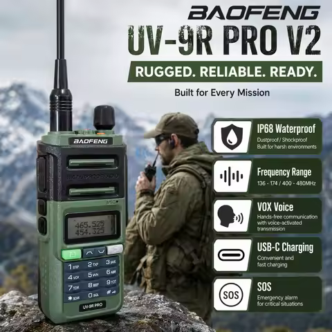 Ip68 Waterproof Baofeng Uv-9R Pro V2 8W Noaa Long Range Communication Radio For Camping And Huntingt