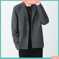 PTM Men Blazer Single-breasted Solid Color Summer Lapel Pockets Jacket for Daily Wear