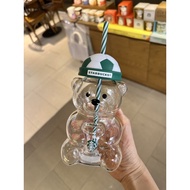 Starbucks Football Bearista Glass Cold Cup 20oz. Tumbler 20oz