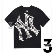 MLB NY Check White Logo Tee Black Authentic MLB T-Shirt/ Original