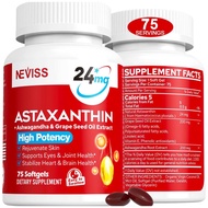 ( NEVISS )❇️ASTAXANTHIN 24 MG + ASHWAGANDHA + GRAPE SEED OIL EXTRACT ( HIGH POTENCY ) ( 75 SOFTGELS 