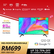 PRISM+ Q32 Google TV | 32 inch | Google Play Store | Inbuilt Chromecast | IPS Panel | Netflix & Yout