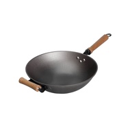 Iron Pan Household Old-Fashioned Wok round Bottom Uncoated Thickened Cast Iron Pan Non-Stick Pan Pig Iron Frying Pan Get