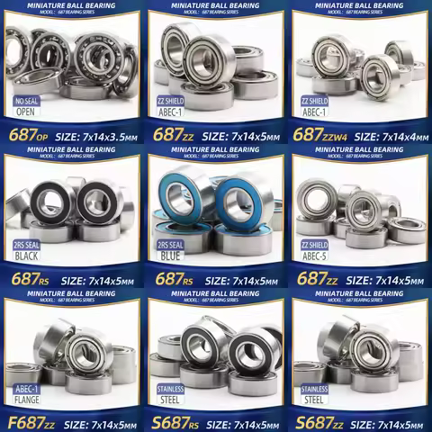 FUSHI 687 ZZ Bearing 7x14x5 mm 10Pcs 687ZZ RS 2RS 687Open Handpiece Bearings For Video Card High Spe
