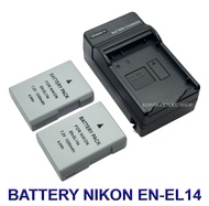(Saving Set 2+1) EN-EL14 \ EN-EL14a \ ENEL14 \ ENEL14a แบตเตอรี่และแท่นชาร์จกล้องนิคอน Battery and C